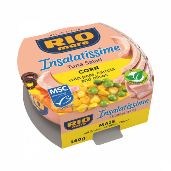 Rio Mare MSC Insalatissime Corn, Thunfisch-Salat essfertig, 160 Gramm (Abtropfgewicht)